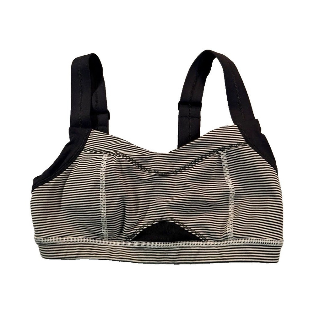 Lululemon Adjust Me Bra Womens 4 Quiet Stripe black white Adjustable